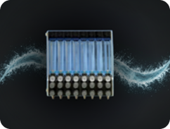 Wasserbatterie vor stilisiertem Wasser